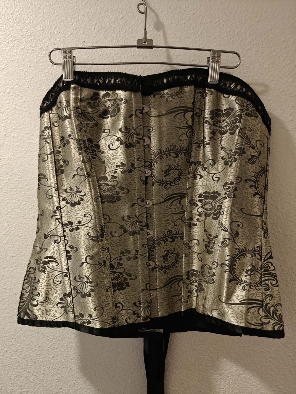 "NEW Corset Story" Satin Floral Lace Trim Corset Bustier - Gold/Black